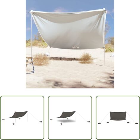 Sombrilla de playa -  Toldo de playa con anclas de arena gris 304x300 cm