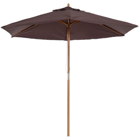 Sombrilla de Terraza Ø250x230 cm con 6 Varillas Sistema de Cuerda para Exterior Balcón Patio Café
