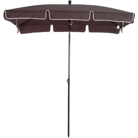 Sombrilla de Terraza de Aluminio 198x130x245 cm Parasol de Jardín Rectangular con Función de Inclinación Café