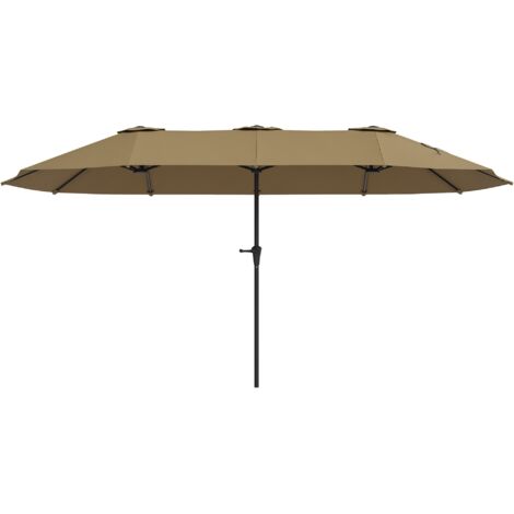 Sombrilla Doble 4x2,2 m Sombrilla Terraza Exterior con Manivela Manual Impermeable y Protección UV30+ Café
