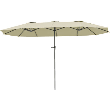 Sombrilla Doble 4x2,2 m Sombrilla Terraza Exterior con Manivela Manual Impermeable y Protección UV30+ Crema