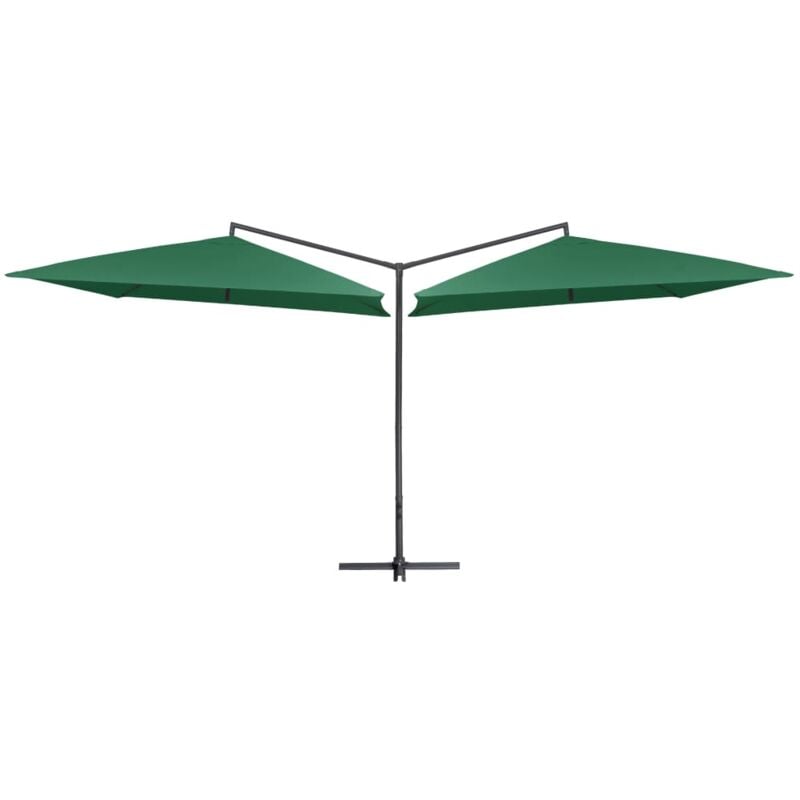 

vidaXL Sombrilla doble de jardín palo de acero verde 250x250 cm - Verde