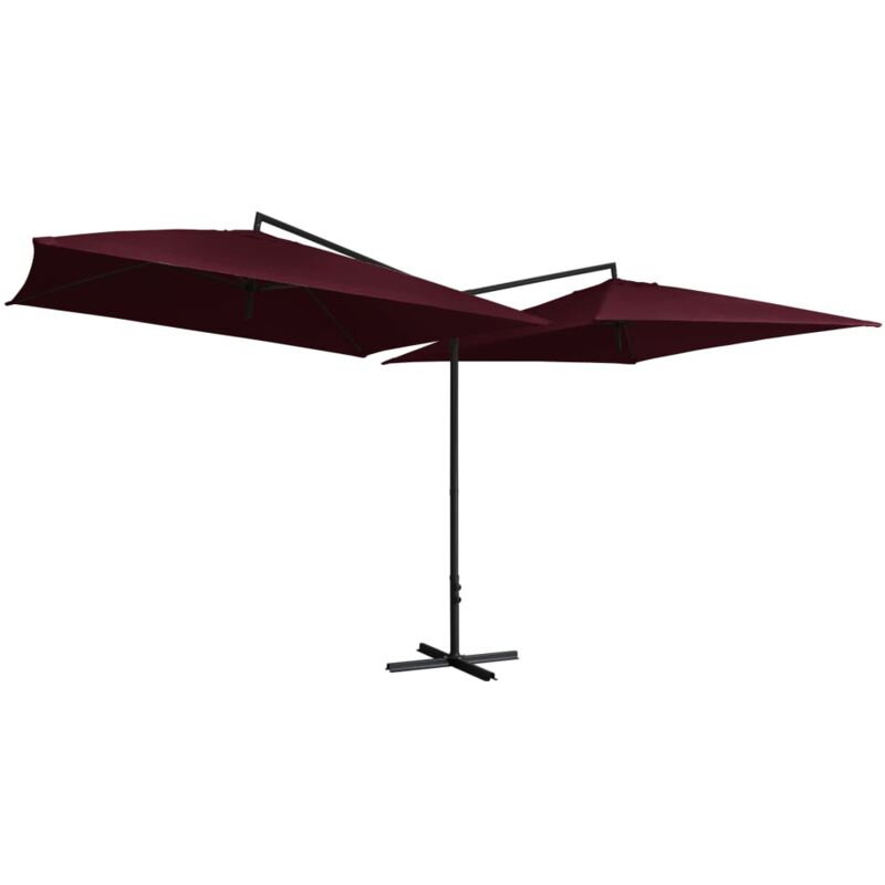 

vidaXL Sombrilla doble con palo de acero rojo burdeos 250x250 cm - Rojo