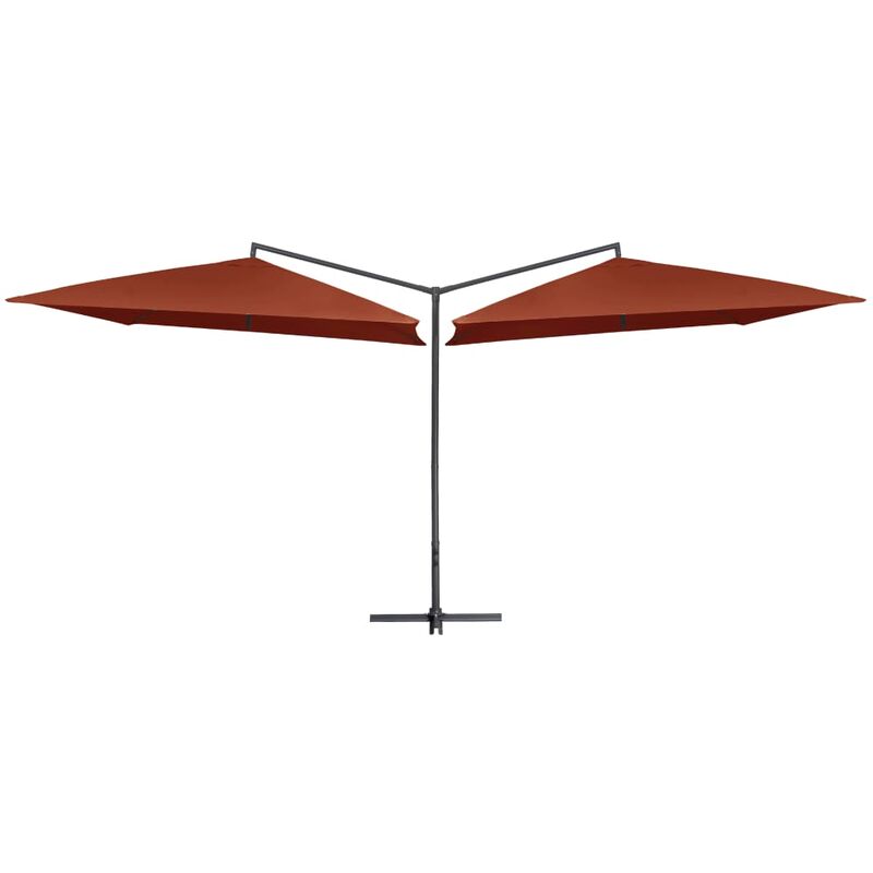 

vidaXL Sombrilla doble de jardín palo de acero terracota 250x250 cm - Rojo