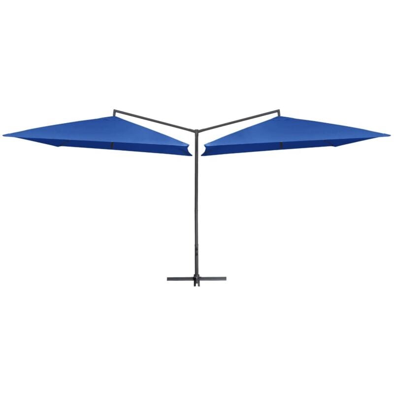 

vidaXL Sombrilla doble de jardín palo de acero azul azure 250x250 cm - Azul