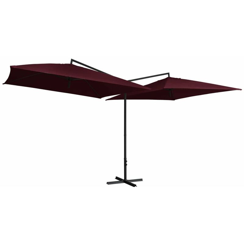 

Sombrilla doble con palo de acero rojo burdeos 250x250 cm