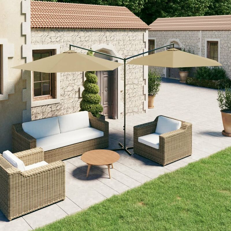 

Sombrilla doble con palo de acero taupe 600 cm