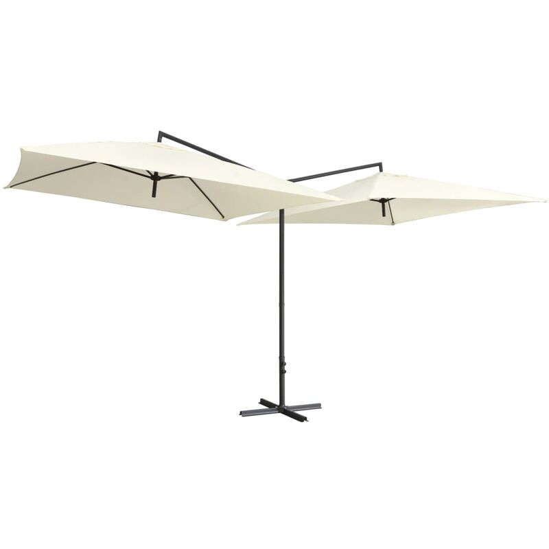 

Sombrilla doble de jardín palo acero blanco arena 250x250 cm