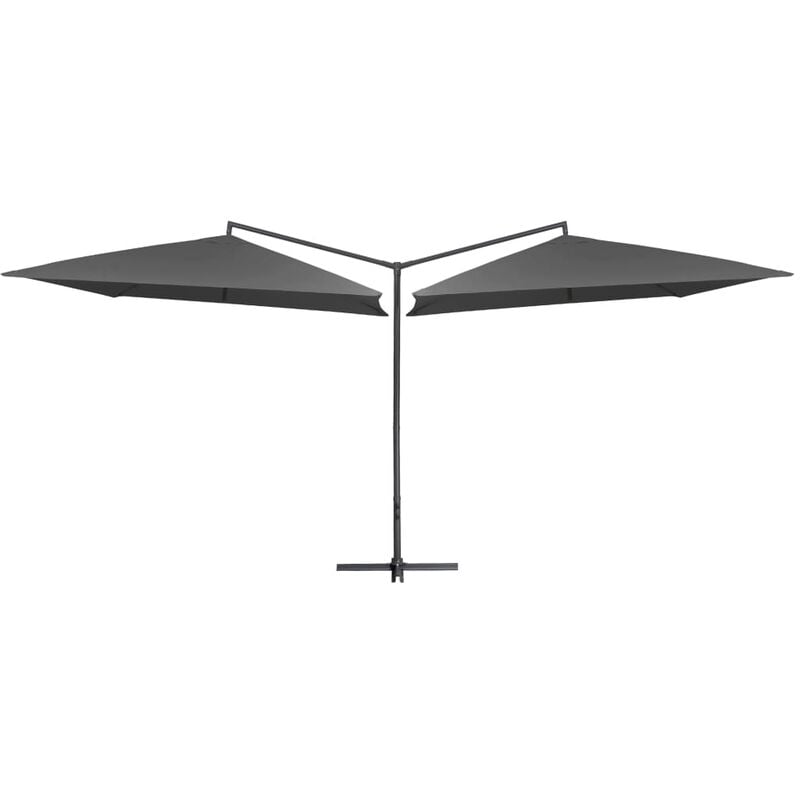 

Sombrilla doble de jardín palo de acero antracita 250x250 cm