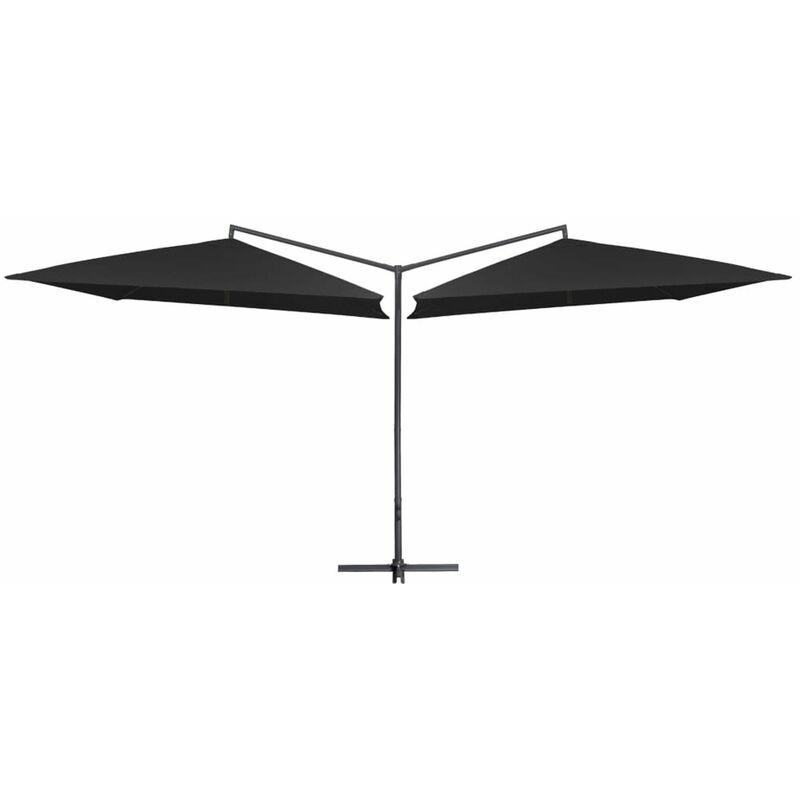 

Sombrilla doble de jardin palo de acero negro 250x250 cm