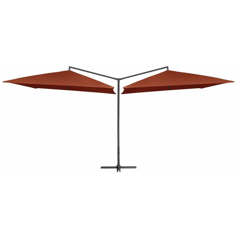 

Sombrilla doble de jardin palo de acero terracota 250x250 cm