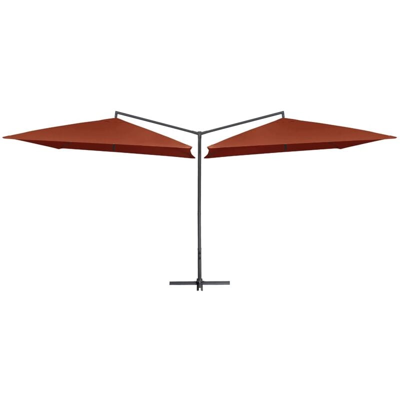 

Sombrilla doble de jardín palo de acero terracota 250x250 cm