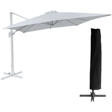 Sombrilla excéntrica MOLOKAI rectangular 3x4m blanco + funda
