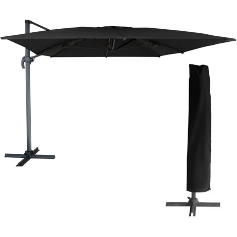 Sombrilla excéntrica MOLOKAI rectangular 3x4m negro + funda