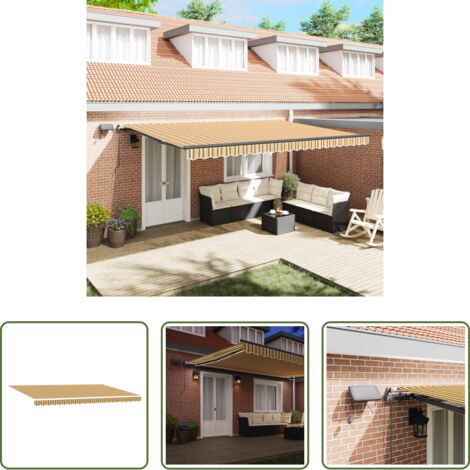 Sombrilla exterior -  Toldo Retráctil Manual Multicolor 500 x 300 cm tela
