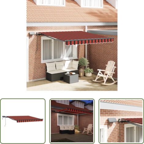Sombrilla exterior -  Toldo Retráctil Manual Naranja y marrón 300 x 250 cm tela