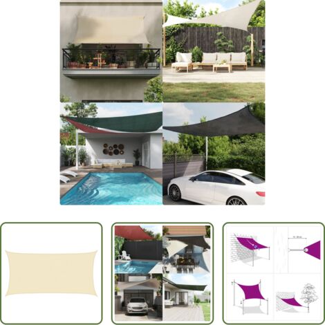 Sombrilla HDPE -  Toldo de vela crema HDPE 160 g/m² 2,5x5 m