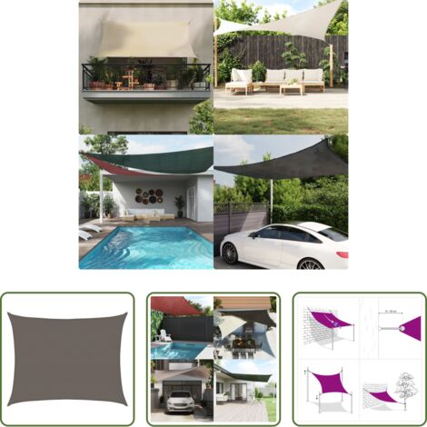Sombrilla HDPE -  Toldo de vela gris antracita HDPE 160 g/m² 6x8 m