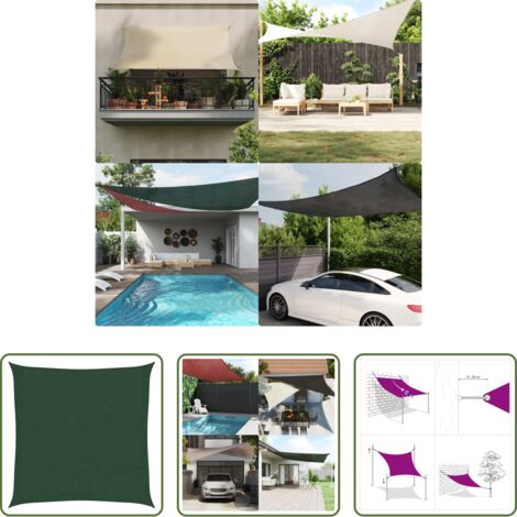 Sombrilla HDPE -  Toldo de vela HDPE verde oscuro 160 g/m² 3x3 m