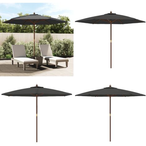 Sombrilla jardín con poste de madera gris antracita 299x240 cm - Sombrilla con poste de madera - Protección solar