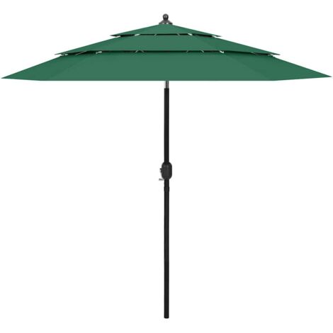 Sombrilla jardín de 3 niveles con palo de aluminio verde 2,5 m