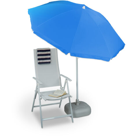 Sombrilla Jardín y Terraza Reclinable con 8 Varillas, Poliéster, Azul, 180 cm