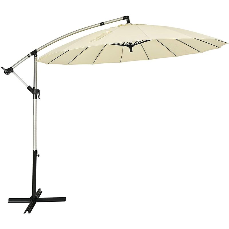 

Sombrilla Manivela de Jardín de Ø300cm Sombrilla Inclinable Parasol para Terraza Playa Piscina Patio con Base