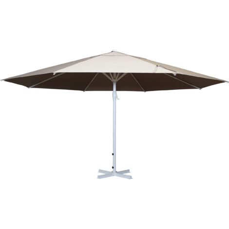 Sombrilla Meran II, sombrilla de mercado para hostelería, Ø 5m poliéster/palo de aluminio blanco 28kg, crema-beige sin soporte