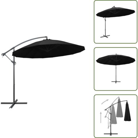 Sombrilla negra - vidaXL Sombrilla colgante con palo de aluminio negra 3 m - Sombrilla con aluminio