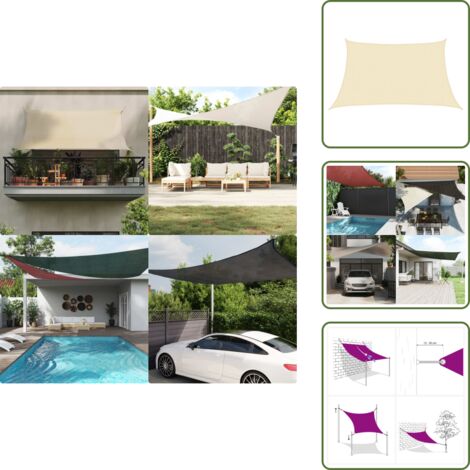 Sombrilla para jardín - vidaXL Toldo de vela HDPE crema 160 g/m² 3/4x2 m - Sombrilla para terraza