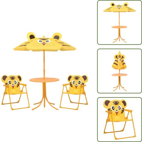 Sombrilla para niños - vidaXL Mesa y sillas de jardín infantil 3 pzas con sombrilla amarillo - Muebles de jardín para niños