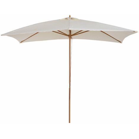 OUTSUNNY Sombrilla Parasol 3x2x2,55m Jardín Terraza Poliéster 180g/m² y Madera Crema