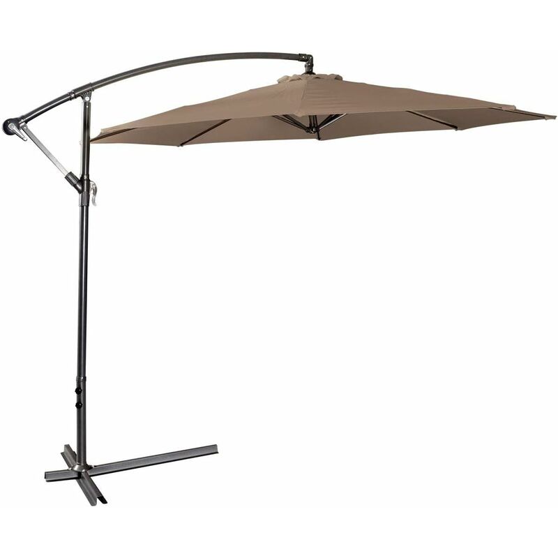 

Sombrilla Parasol Excéntrico 3m para Terreza Jardín Fiestas patio Protección Solar con Ajuste de la Mano Marrón