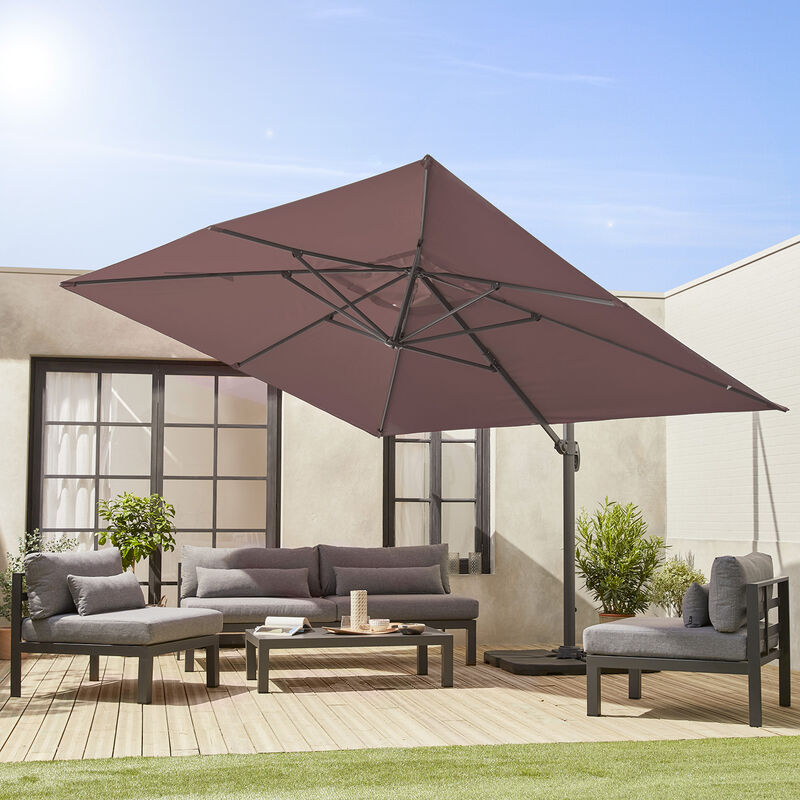 

Alice's Garden - Sombrilla, Parasol excentrico rectangular, Antracita Marron, 300x400cm, Base giratoria - St Jean de Luz - Pardo