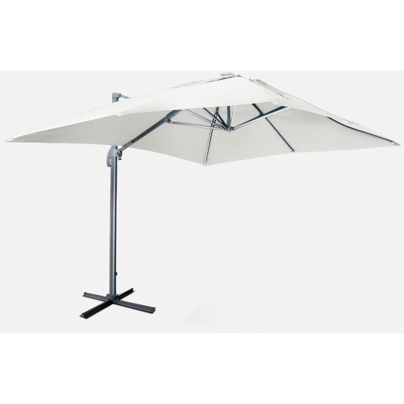 

Alice's Garden - Sombrilla, Parasol excéntrico rectangular, LED, Antracita Crudo, 3x4 m, Base giratoria - Luce - Crudo
