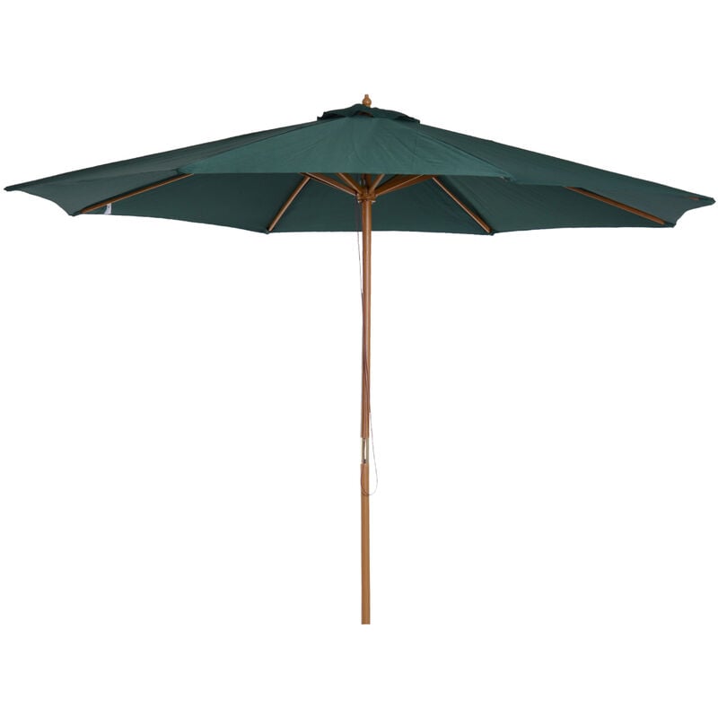 

Outsunny - Sombrilla Parasol Verde Diámetro 3m Madera Terraza Playa Jardín Piscina Camping - Verde