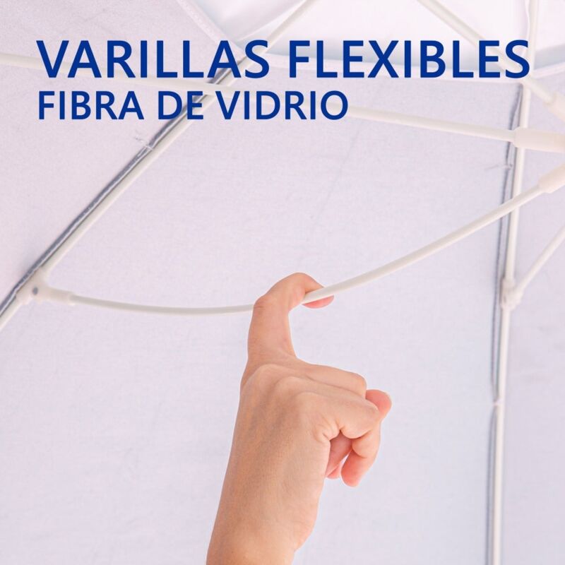 

Sombrilla playa antiviento de rayas azul y blanco de aluminio y fibra de vidrio de Ø 240 cm