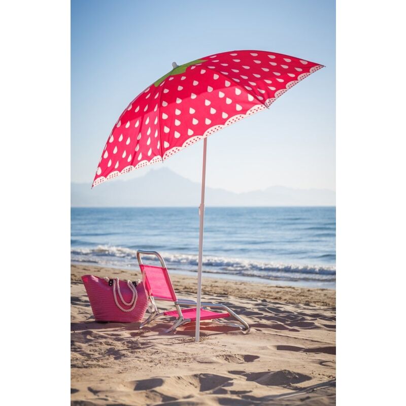 

Sombrilla playa de fresa rosa de acero de Ø 180 cm