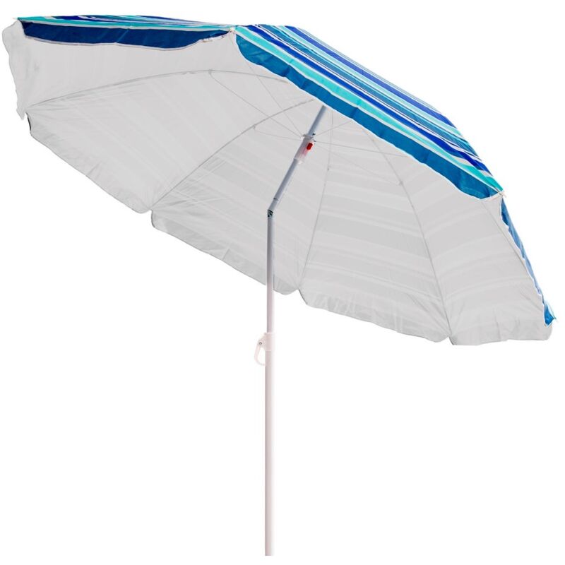 

Lolahome - Sombrilla playa plegable azul de nylon de Ø 220 cm