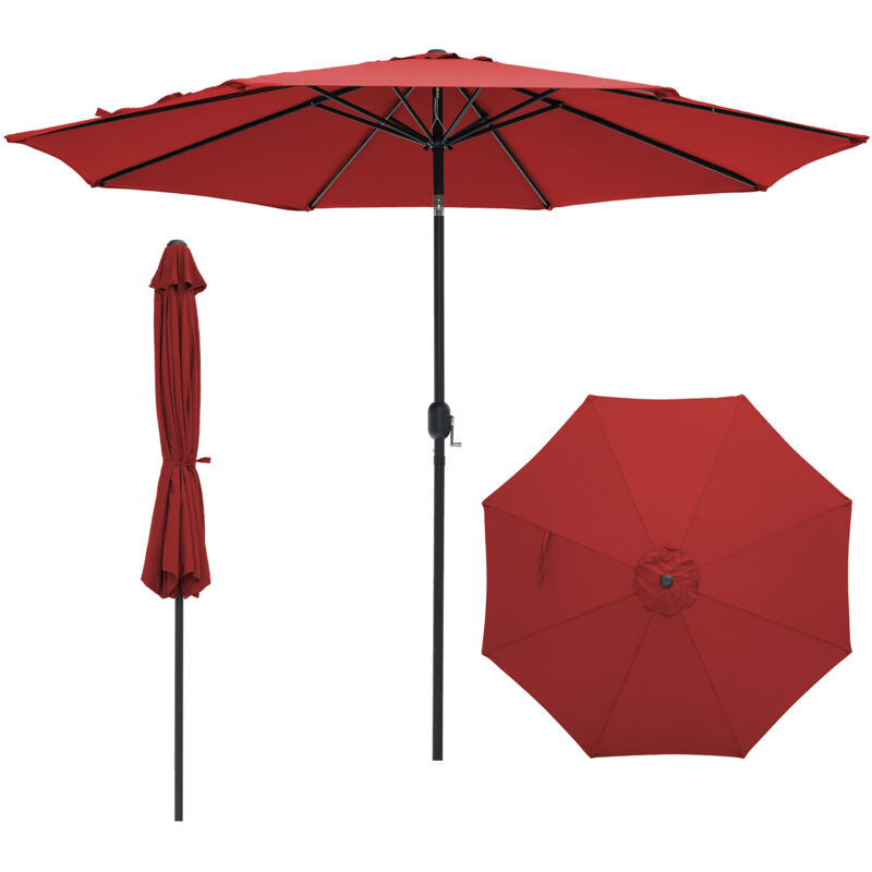 

Costway - Sombrilla Playa Quitasol de Patio Manivela Parasol Paraguas de Jardín 3M Rojo