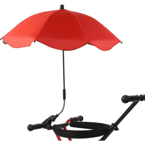 Sombrilla portátil y acoplable con protección UPF 50+, estructura de 8 brazos, ajuste de 360°, 66 cm de diámetro, color rojo, ideal para patio, cochecito y camping.