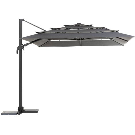 Sombrilla rectangular multihojas Melhia offset antracita 4x3m - Hespéride