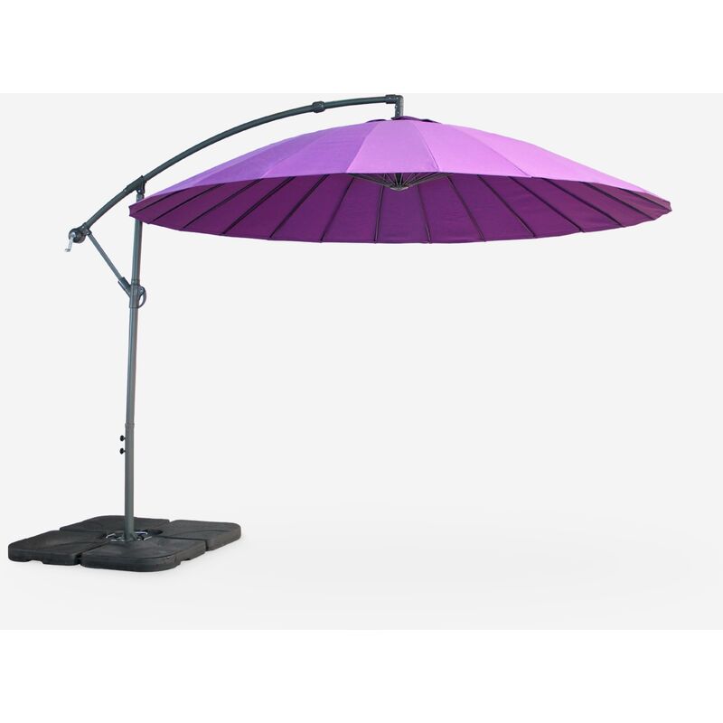 

Alice's Garden - Sombrilla redonda 3m - Shanghai - Color violeta, estructura antracita, varillas de fibra de vidrio, manivela anti-retorno - Ciruela