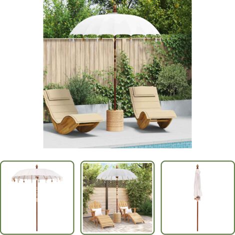 Sombrilla redonda -  Parasol Balinés Crema 190 x 190 x 260 cm Algodón