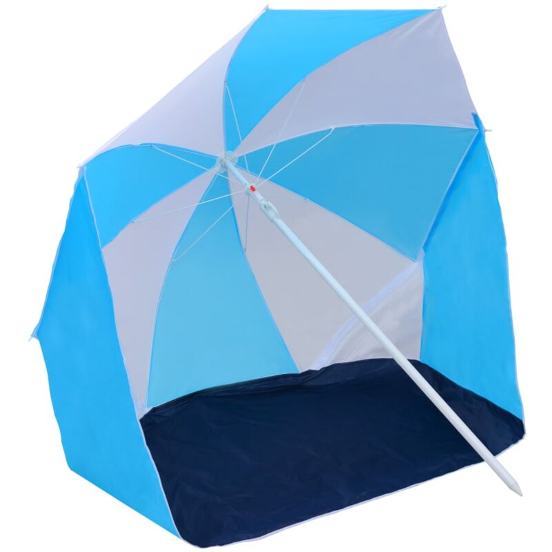 

vidaXL Sombrilla refugio de playa de tela azul y blanca 180 cm - Multicolor
