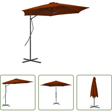 Sombrilla terracota -  Sombrilla de jardín con palo de acero terracota 300x230 cm