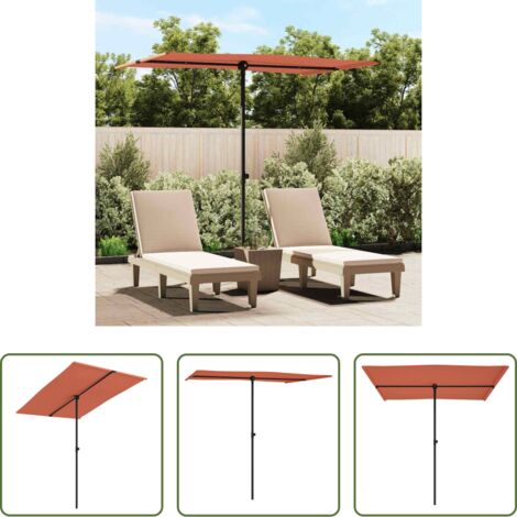 Sombrilla terracota -  Sombrilla de jardín con palo de aluminio terracota 2x1,5 m
