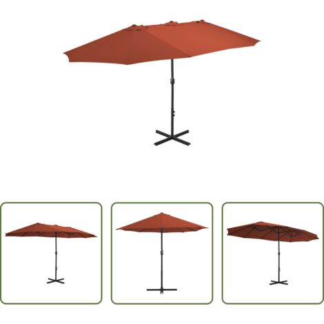 Sombrilla terracota -  Sombrilla de jardín con palo de aluminio terracota 460x270 cm