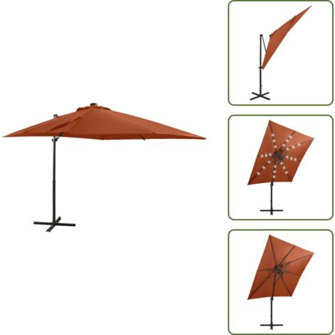 Sombrilla terracota - vidaXL Sombrilla jardín voladiza con palo y luces LED terracota 250 cm - Sombrilla con luces