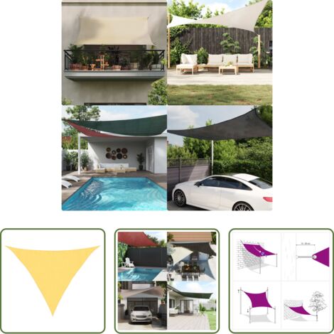 Sombrilla triangular -  Toldo de vela HDPE beige 160 g/m² 3,5x3,5x4,9 m
